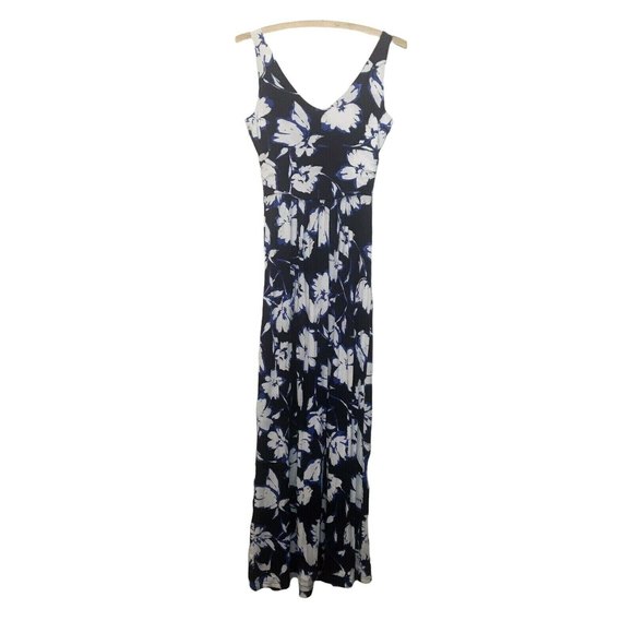Adrienne Vittadini Maxi Dress Blue White Floral - Picture 3 of 6